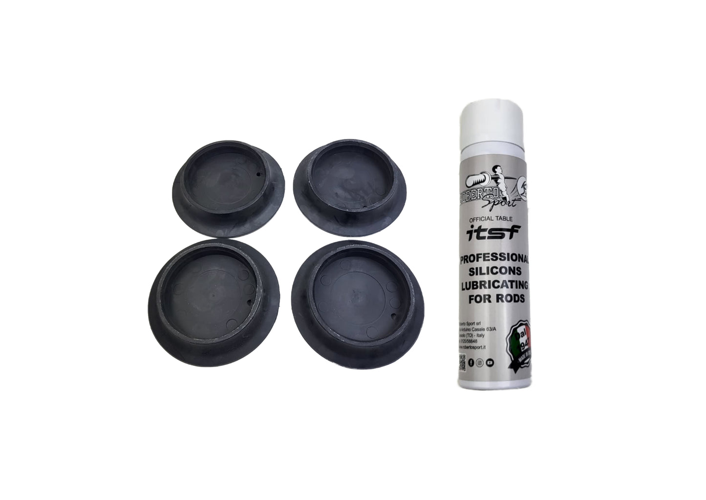 Kit di 4 ventose per piedini Champion e 1 bomboletta spray lubrificante